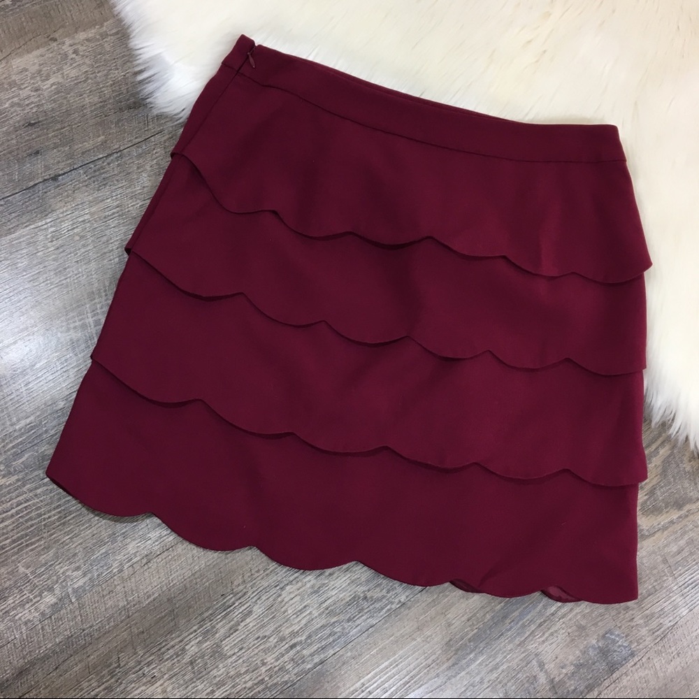 Ann Taylor Loft Stretch Scalloped A-Line Skirt